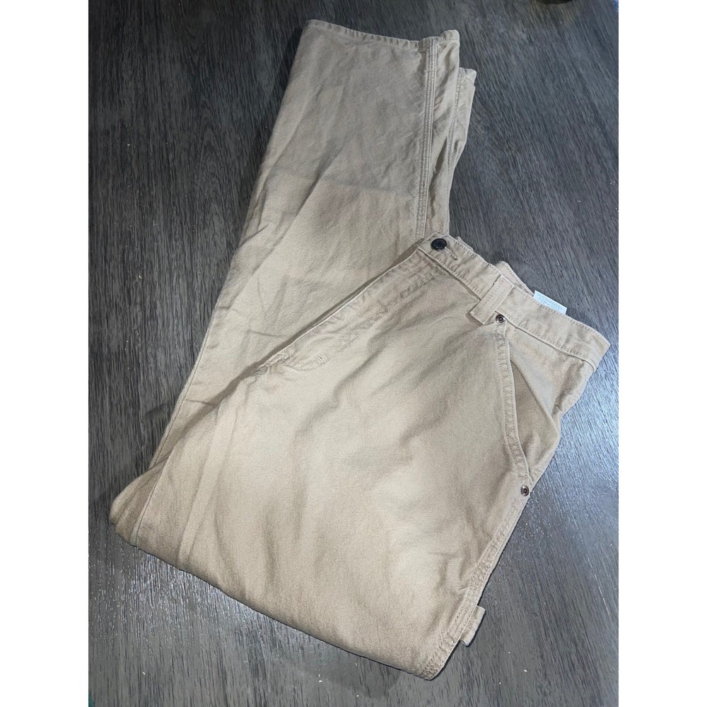 Wrangler Tan Carpenter Pants Straight Leg Canvas Stretch 34x34 1094LXWCK
